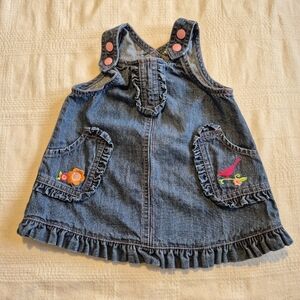 Hanna Andersson girls size 60 or 3-6 months chambray jean jumper VGUC